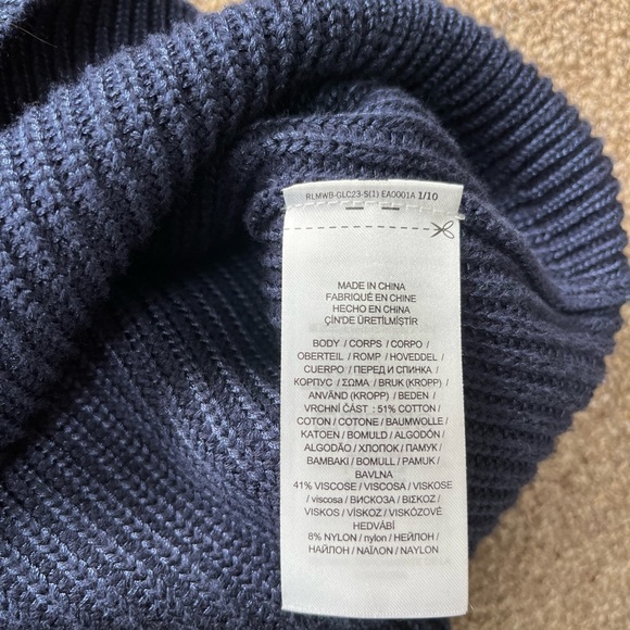 Lauren Ralph Lauren Cotton-Blend Cricket Sweater Dress French Navy & White SP - Picture 11 of 14